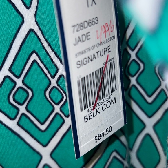 NWT Crown & Ivy Green & White Pattern Wide Long Sleeve Sheath Dress Size 1X - Picture 15 of 15